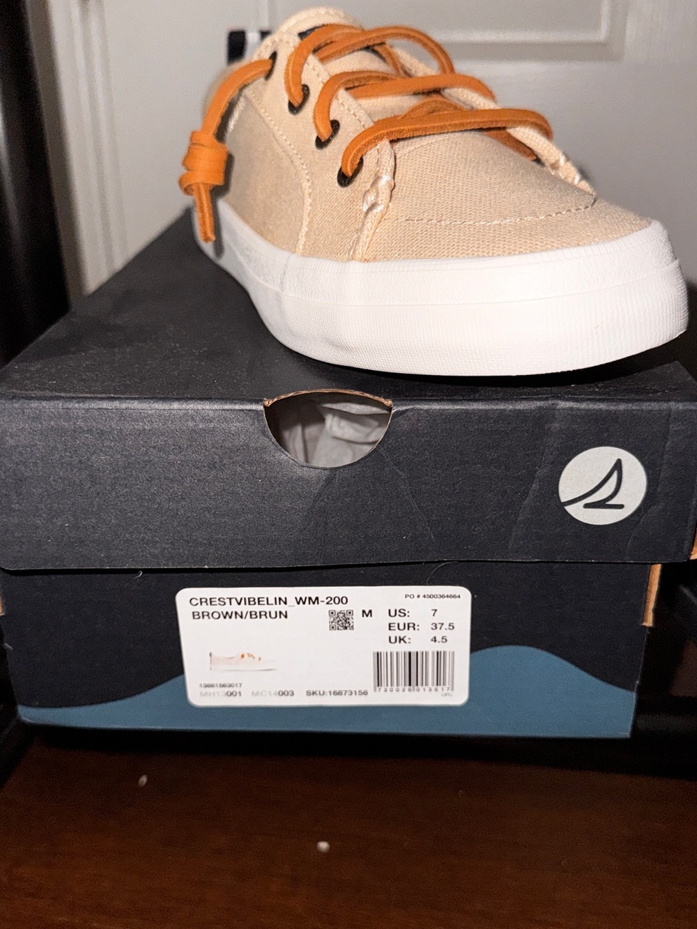 Sperry Women's Beige Canvas Sneakers with Tan Laces
